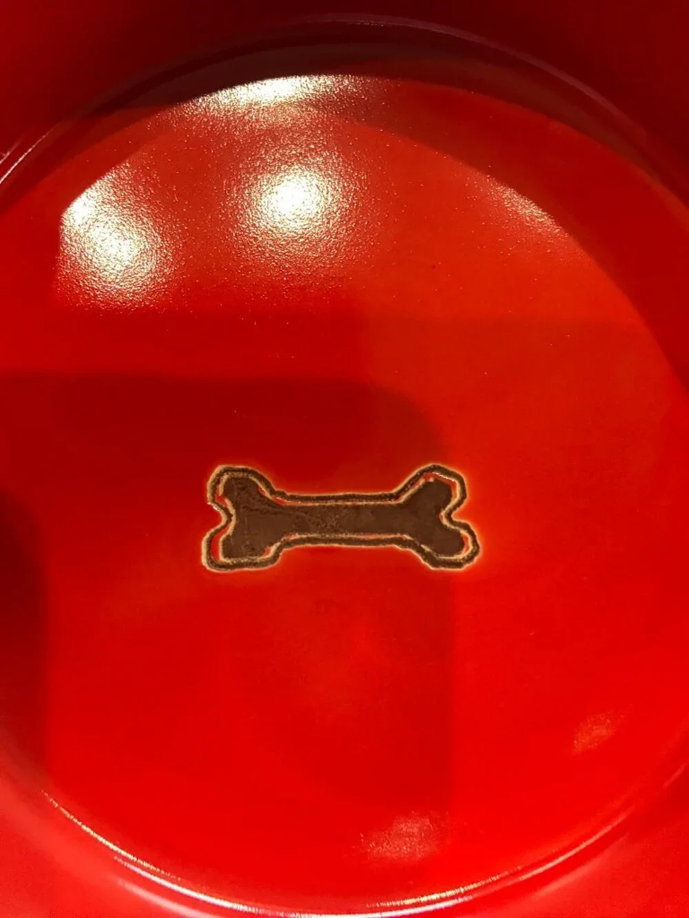 Red ceramic dog bowl by Ore Pet. NWT